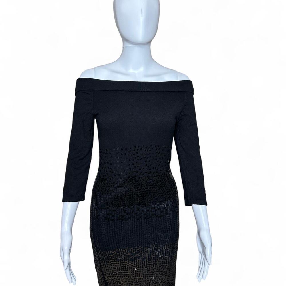 Guess black dress off the shoulder sequin bottom size M